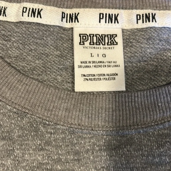 PINK Heather Grey crewneck. Size L - Picture 3 of 5